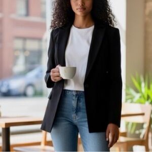 Chico's Elegant Black Blazer size 1or 8/10 navy new with tags stretch, elegant